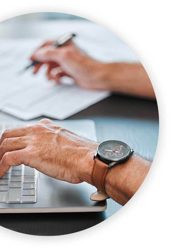 Background hands typing